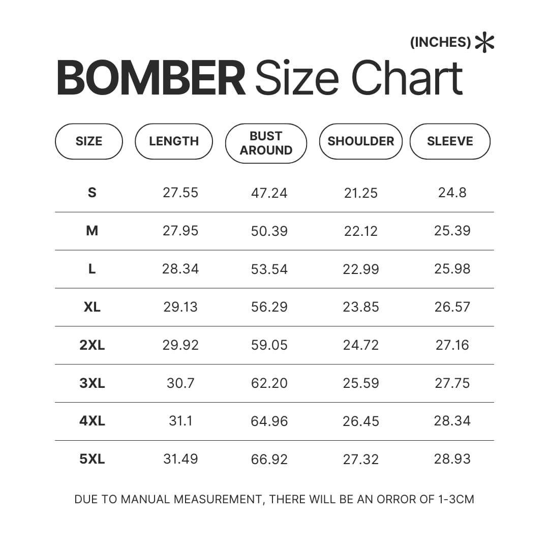 Bomber Size Chart - Dandadan Store