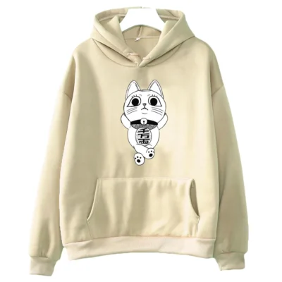 Dandadan Maneki Neko Oversized Hoodie WOMEN Cartoon Kawaii Cute Long sleeved Clothing Autumn Winter Japanese Anime 6 - Dandadan Store