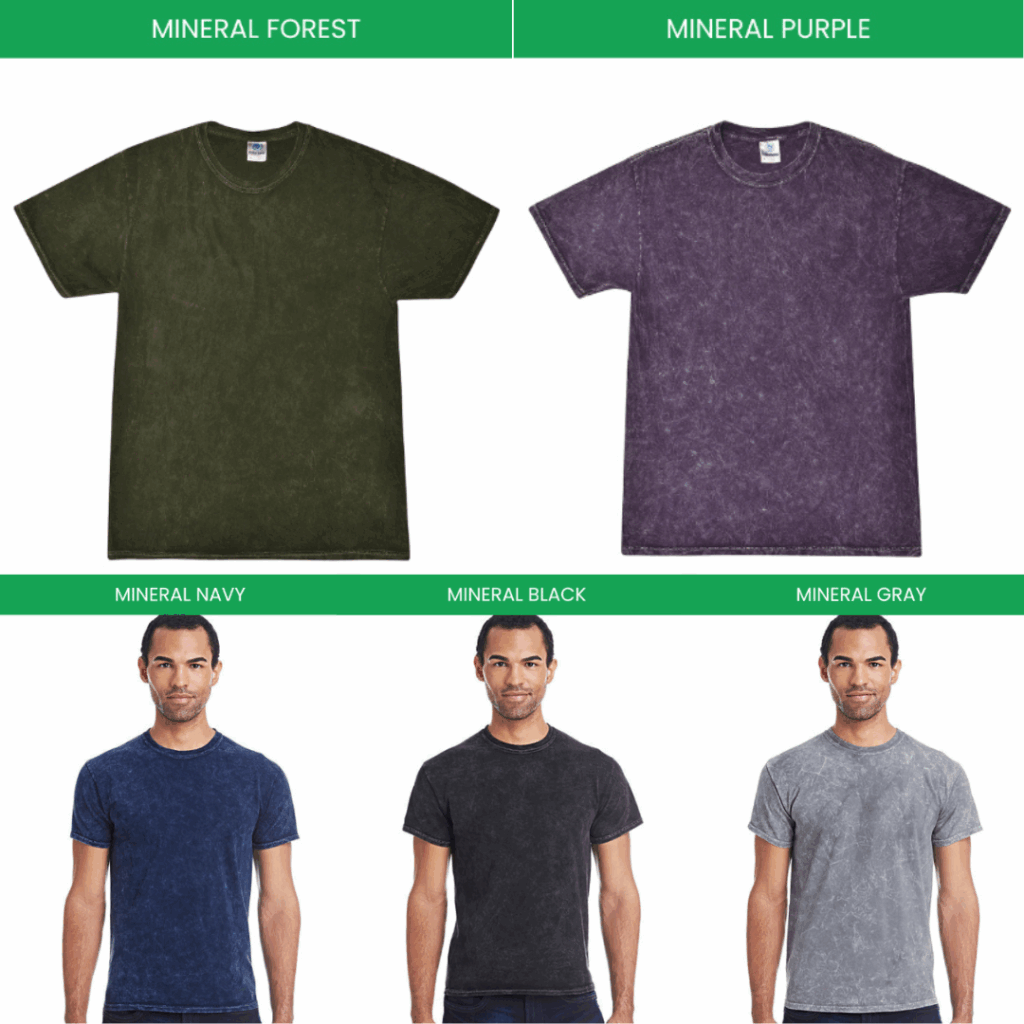 Mineral Wash T shirt Color Chart - Dandadan Store